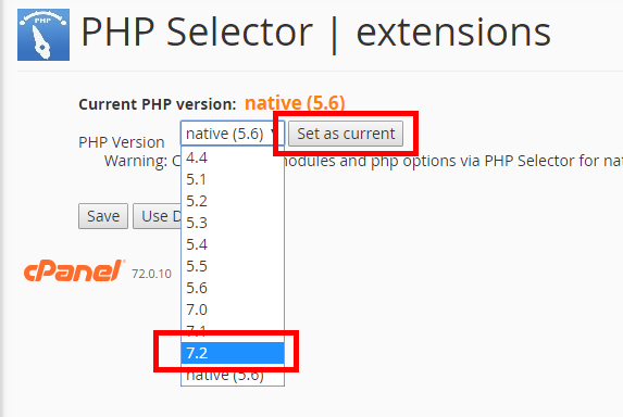 CloudLinux PHP Selector