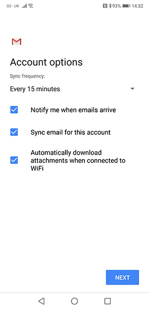 Email account preferences