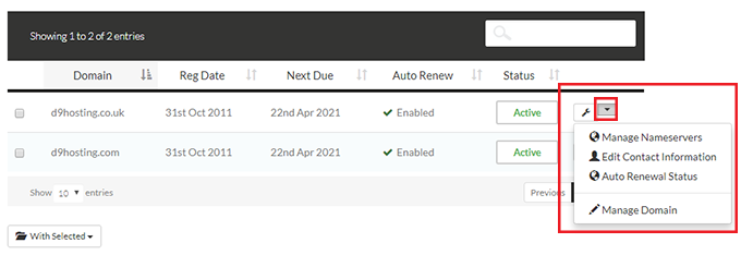 Manage Domains